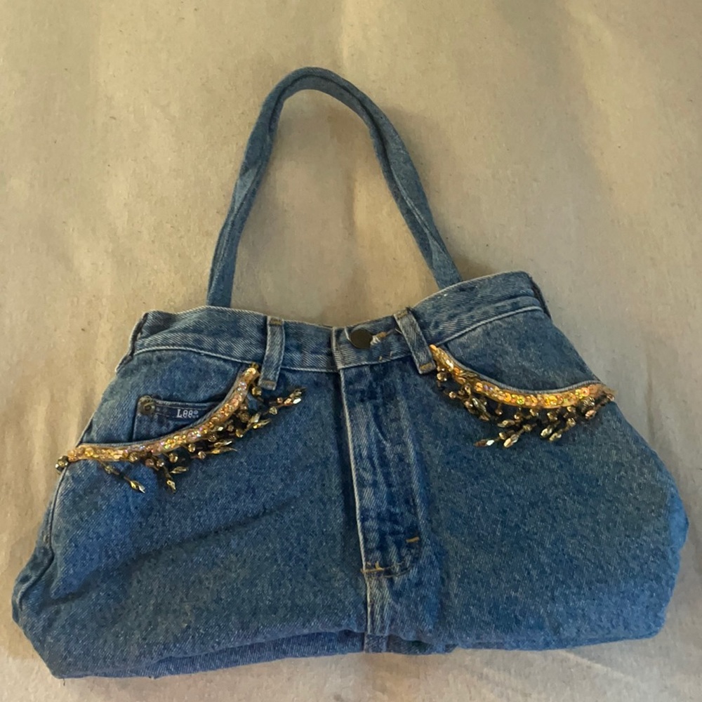Custom Lee Denim Bag with Jeweled Pockets